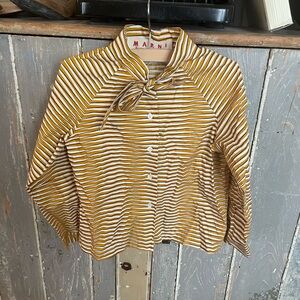 Marni Yellow Striped Button-Up Blouse